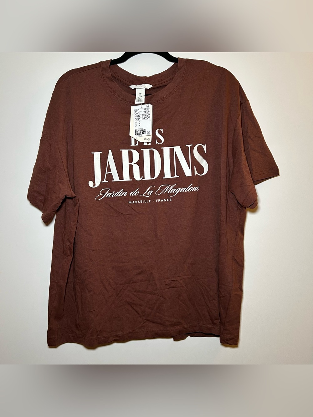 H&M Women’s Oversized Brown Les Jardins T Shirt Large New